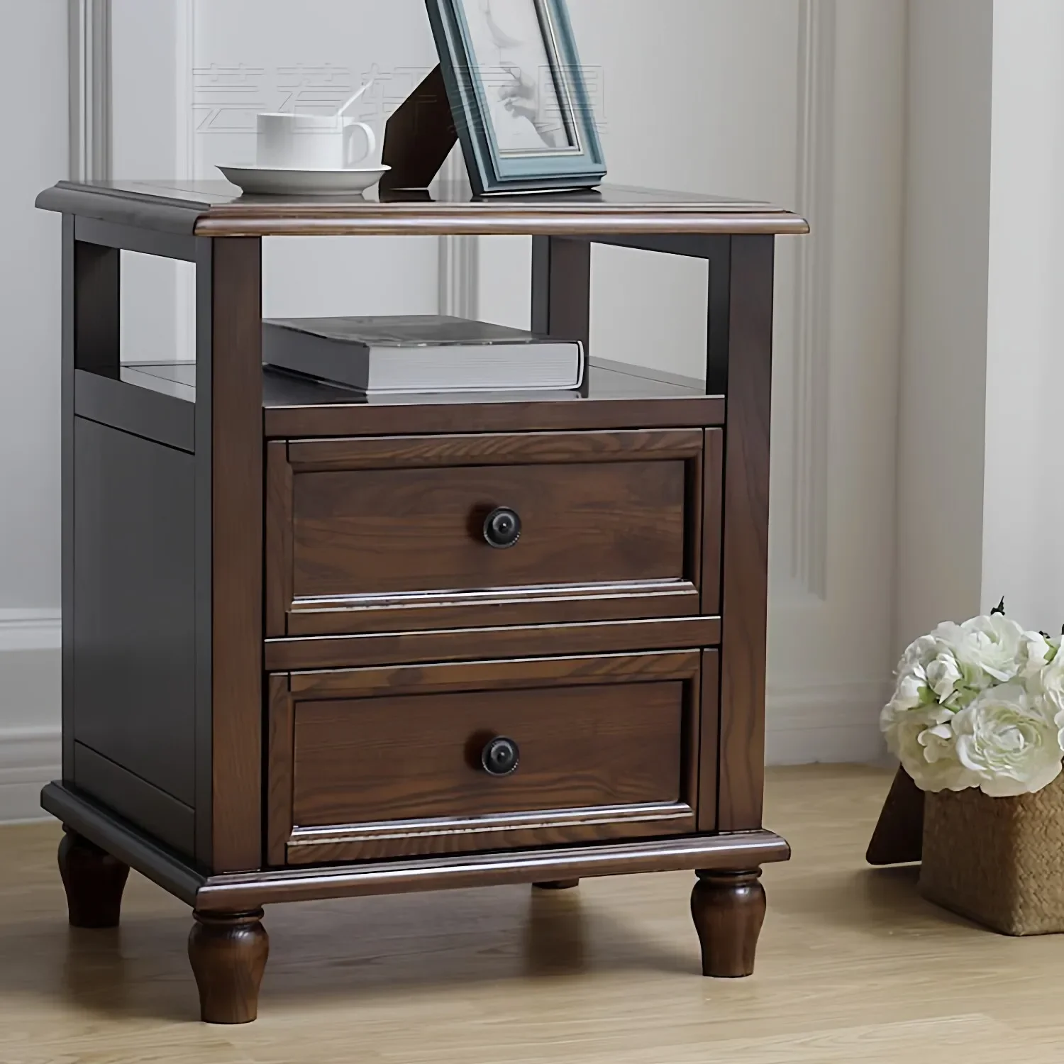 American Country Solid Wood Ash Wood Simple Bedroom Storage Bedside TableX15