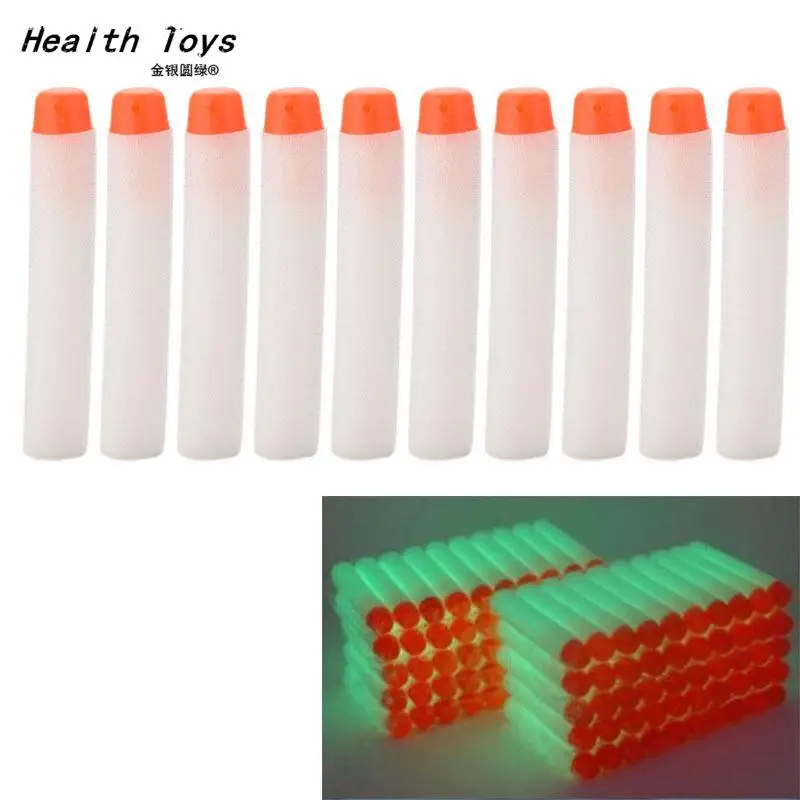 30PCS Refill Darts For Nerf Bullets Soft Hollow Hole Head Refill Darts Toy Gun Bullets Luminous Soft Bullet Kids Guns 7.2cm