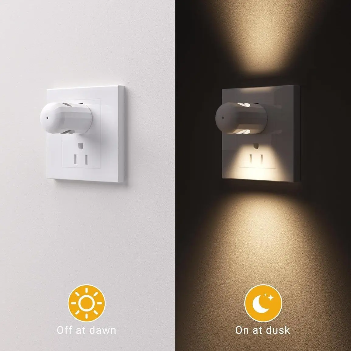 3 buah lampu malam soket dinding LED pintar dengan colokan UE peredup otomatis