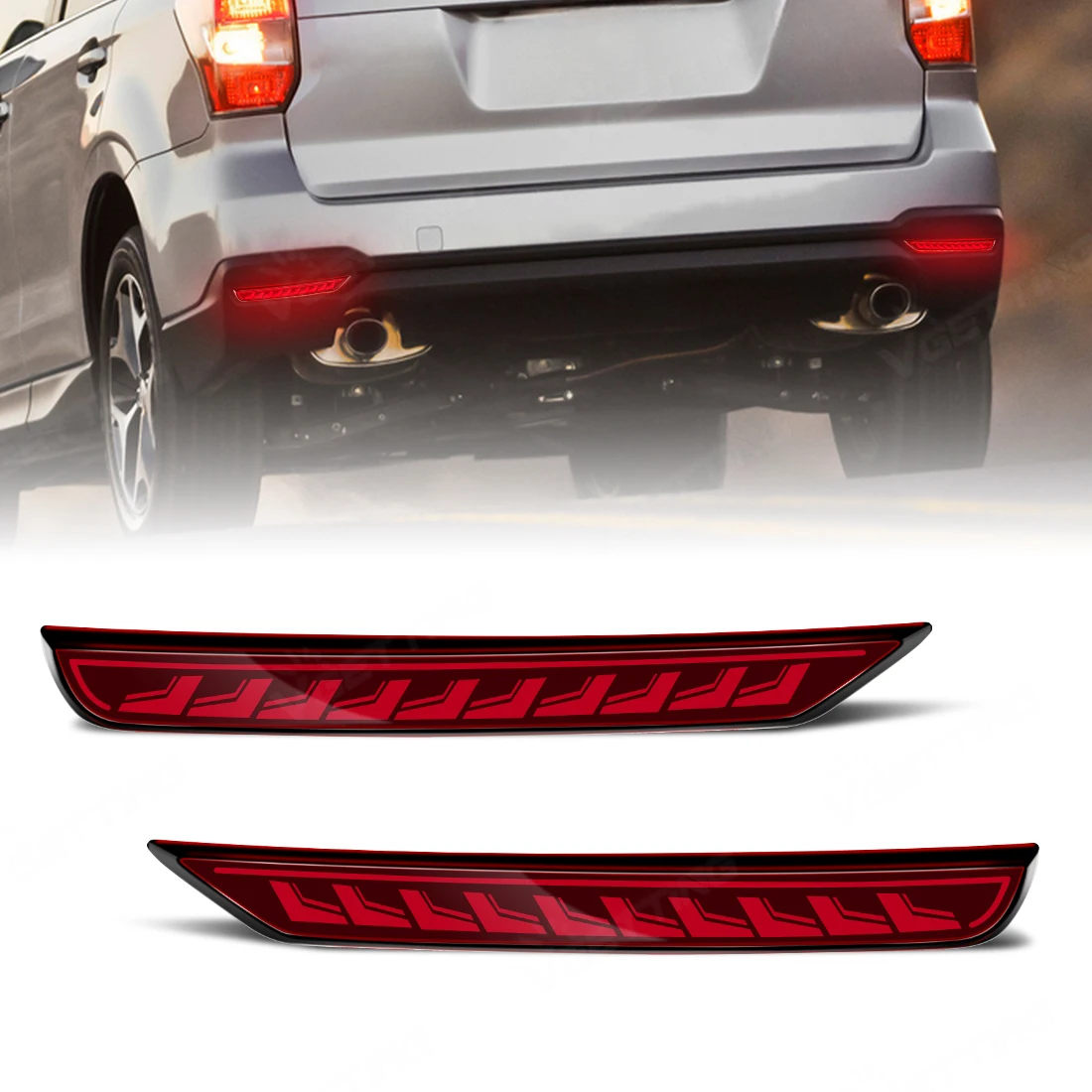 

2 шт., отражатель заднего бампера автомобиля, стоп-сигналы для Subaru Forester 2008-2018, светодиодный последовательный указатель поворота, детали задних противотуманных фар