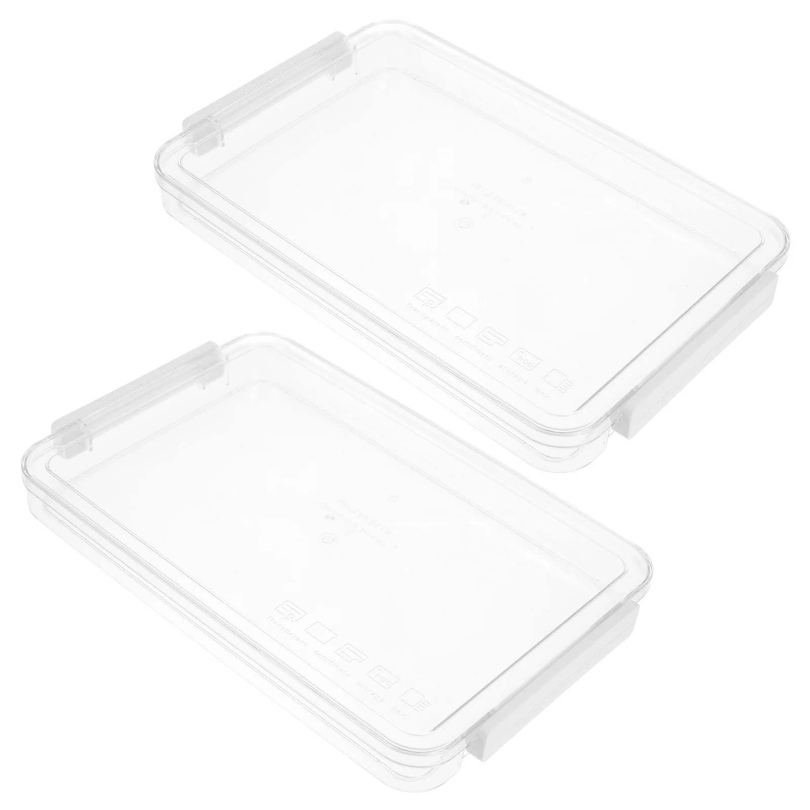 

2pcs White Plastic File Storage Box With Lid Large Capacity Document Organizer For Office Clear Paper Holder Book Protector