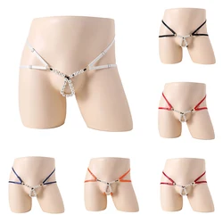 Mens Cock Ring G-string Sex Panties Open Butt Double Strap Thongs Hollow Out Underwear Low Rise Underpants Erotic Lingerie