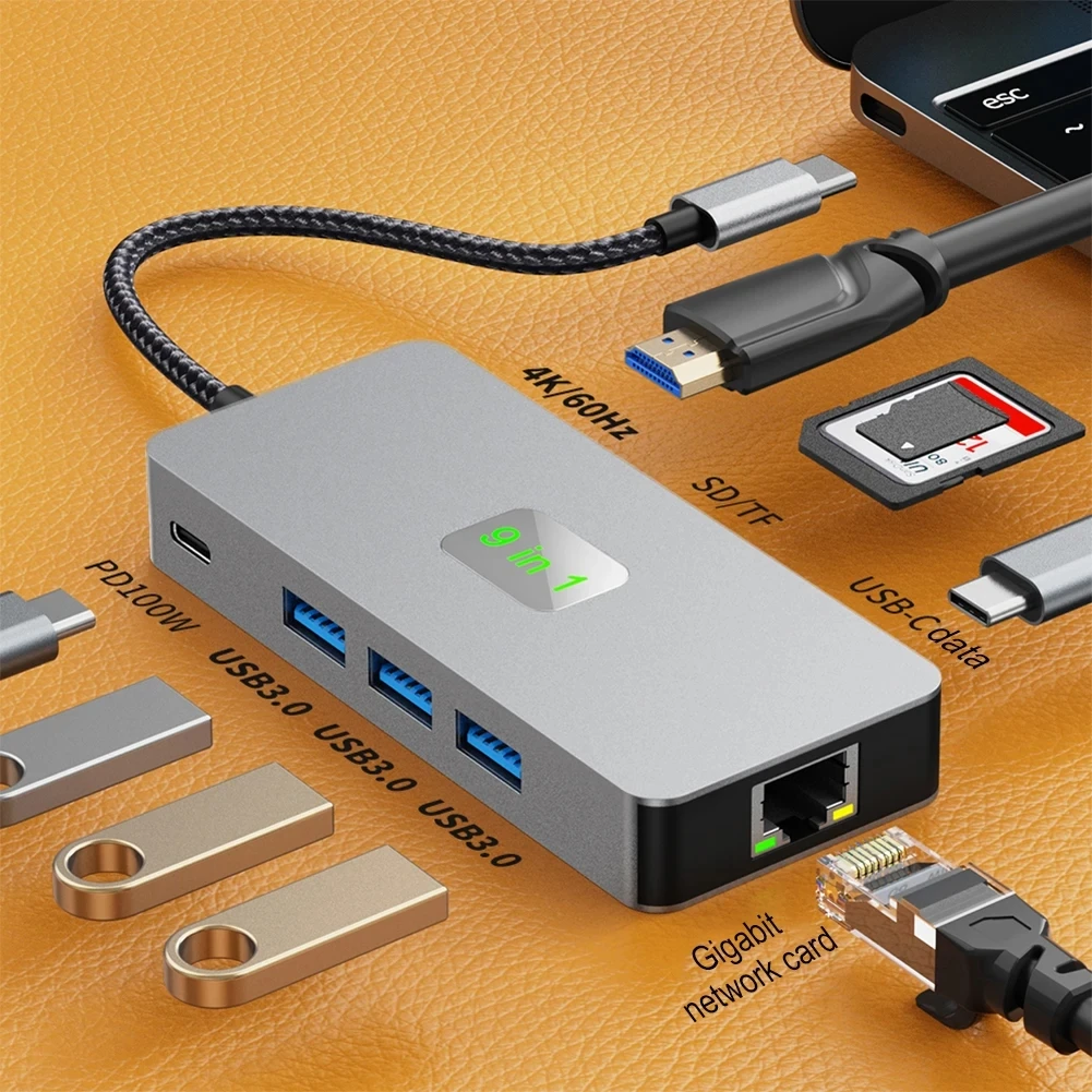 

USB C 3.0 HUB Type C to Multi 4K HDMI Monitor Video Converter RJ45 Ethernet VGA PD Power Adapter Docking Station Laptop Splitter