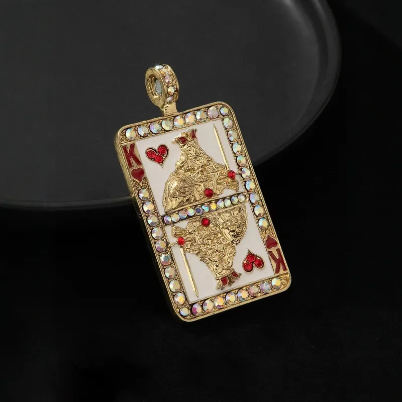 Medieval vintage playing card pendant retro inlaid enamel fashion personality heart KF magnetic medieval pendant