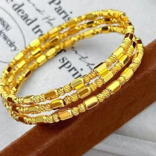 

Multi-layer Disco Bead & Broken Gold Bangle Women's 24K Gold AU999 - Disco beads shine with movement, full of personality
