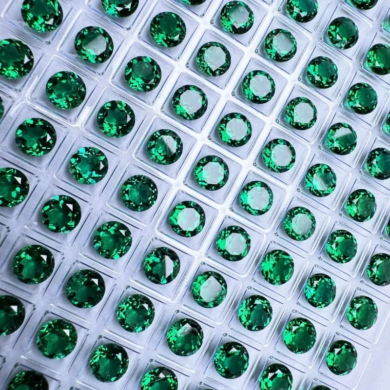 Laborgezüchtete Sambische Smaragde für Schmuckherstellung Rundschliff Hydrothermische Synthetische Smaragd-Edelsteine mit Natürlichem Aussehen – Detail 4