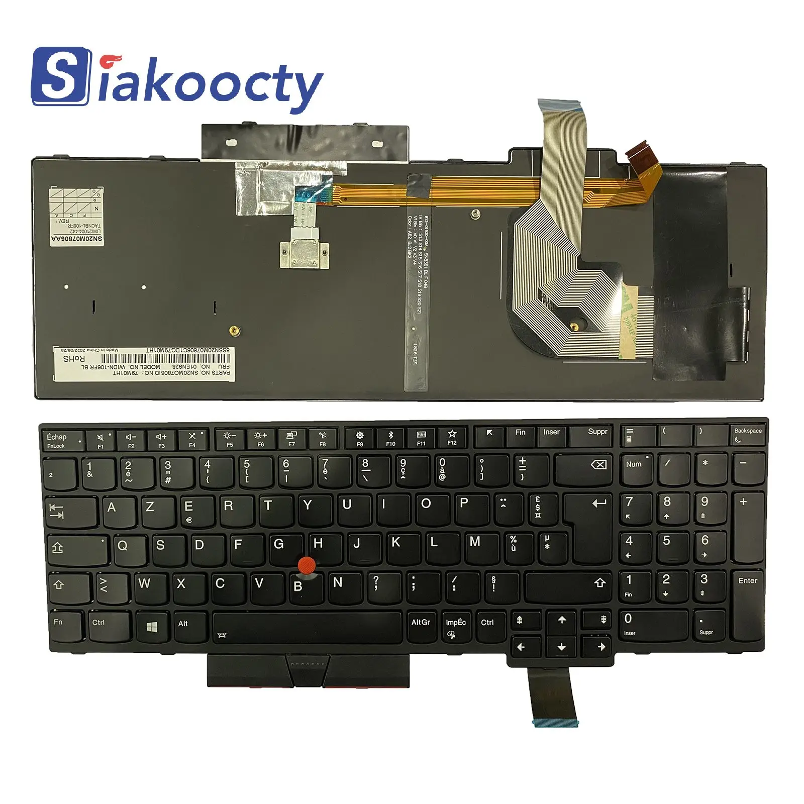 

FR backlit Keyboard Black Frame For IBM ThinkPad T570 MT 20JW 20JX T580 20L9 20LA Clavier