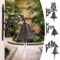 Retro Garden Rustic Bell Vintage Large Cast Iron Wall Mounted Metal Door Bell for Farm House Outside Decorative Accent Bells