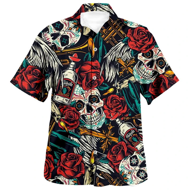 Puzzle Pattern Hawaiian Shirts Funny 3d Print Shirts Men Fashion Blouses Casual Beach Camisas Summer Men's Vocation Lapel Shirt