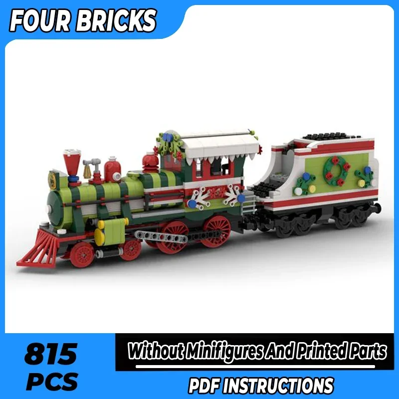 

Moc Building Bricks Train Model The Christmas Locomotive Technology Modular Blocks Gifts Toys For Children DIY Sets Assembly