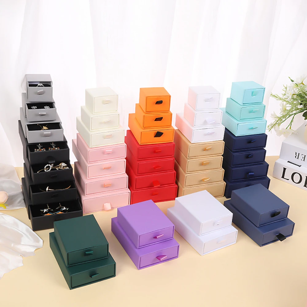 12pcs/Lot Bulk Drawer Jewelry Box 12x8x3cm Ring Necklace Earring Bracelet Jewelry Organizer Packing Gift Boxes Case Dust Package