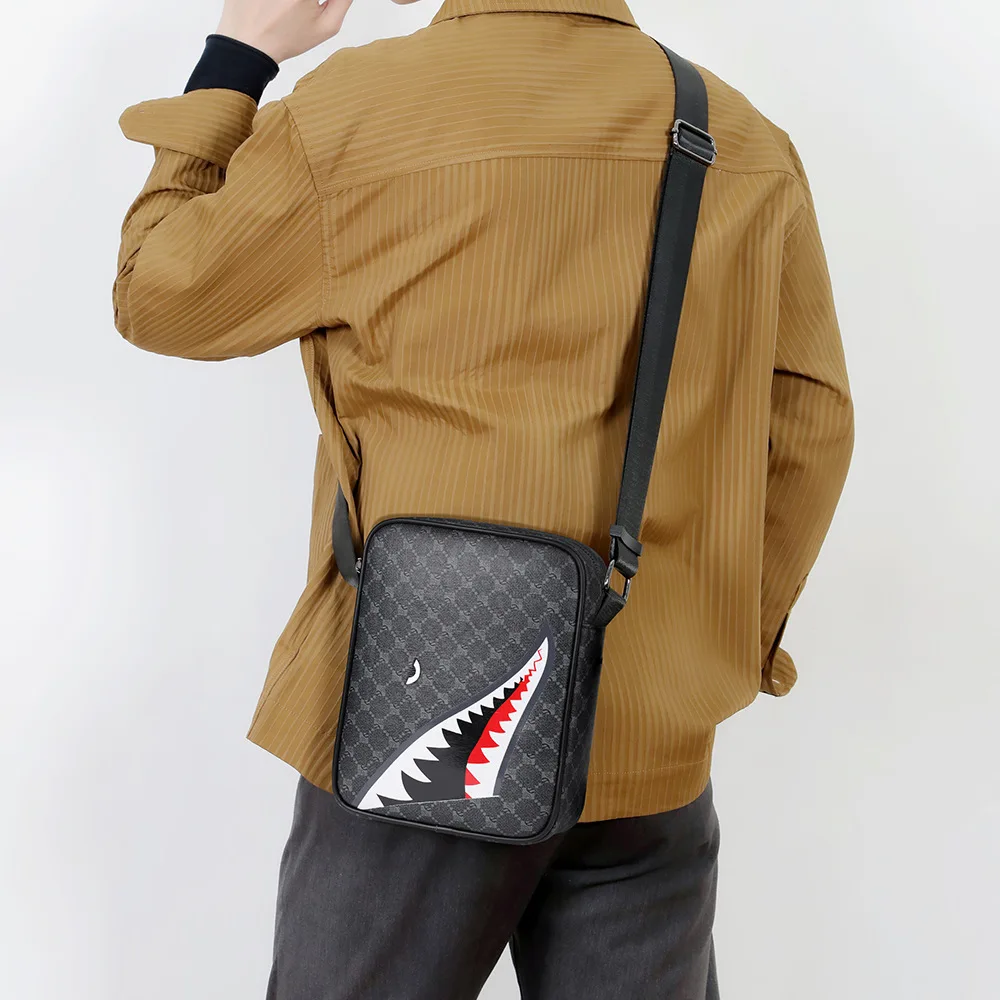 Premium Shark-Mouth Messenger Bag for Men Business Slim Crossbody Bag, Anti-Theft RFID Laptop Sling with Quick-Access Magnetic
