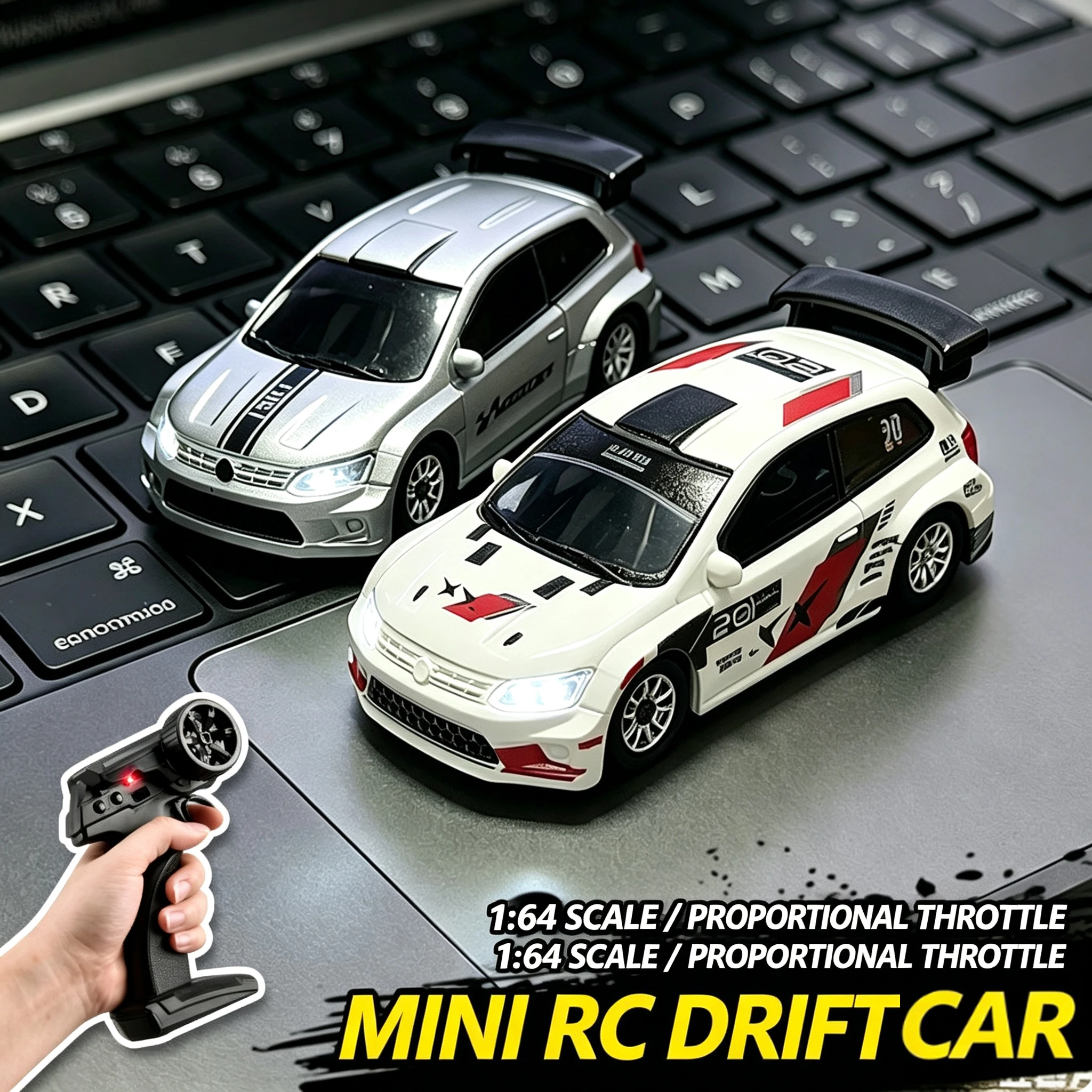 1/64 4WD RC Drift Rally Car, Full Proportional High-Speed Mini Model, 2.4G Desktop Birthday Gift for Boys Kids