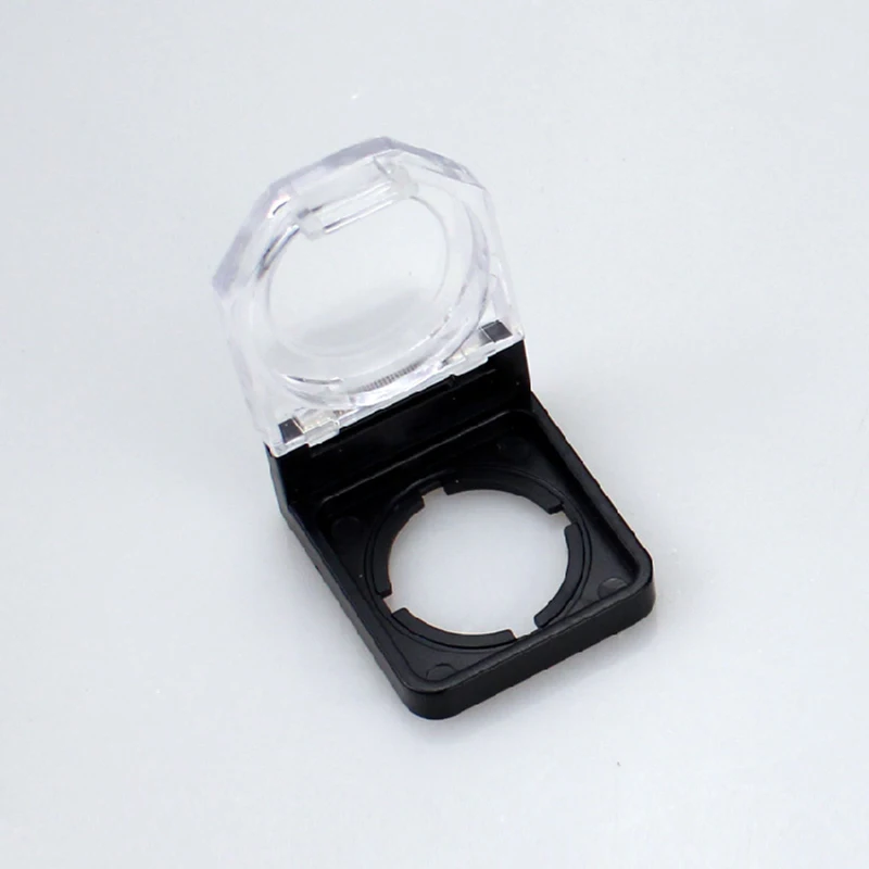 Round Button Switch Protective Cover Guard Spring Hinged Case Cover Protector, Safety, Black Clear, Hole Diameter 22 mm