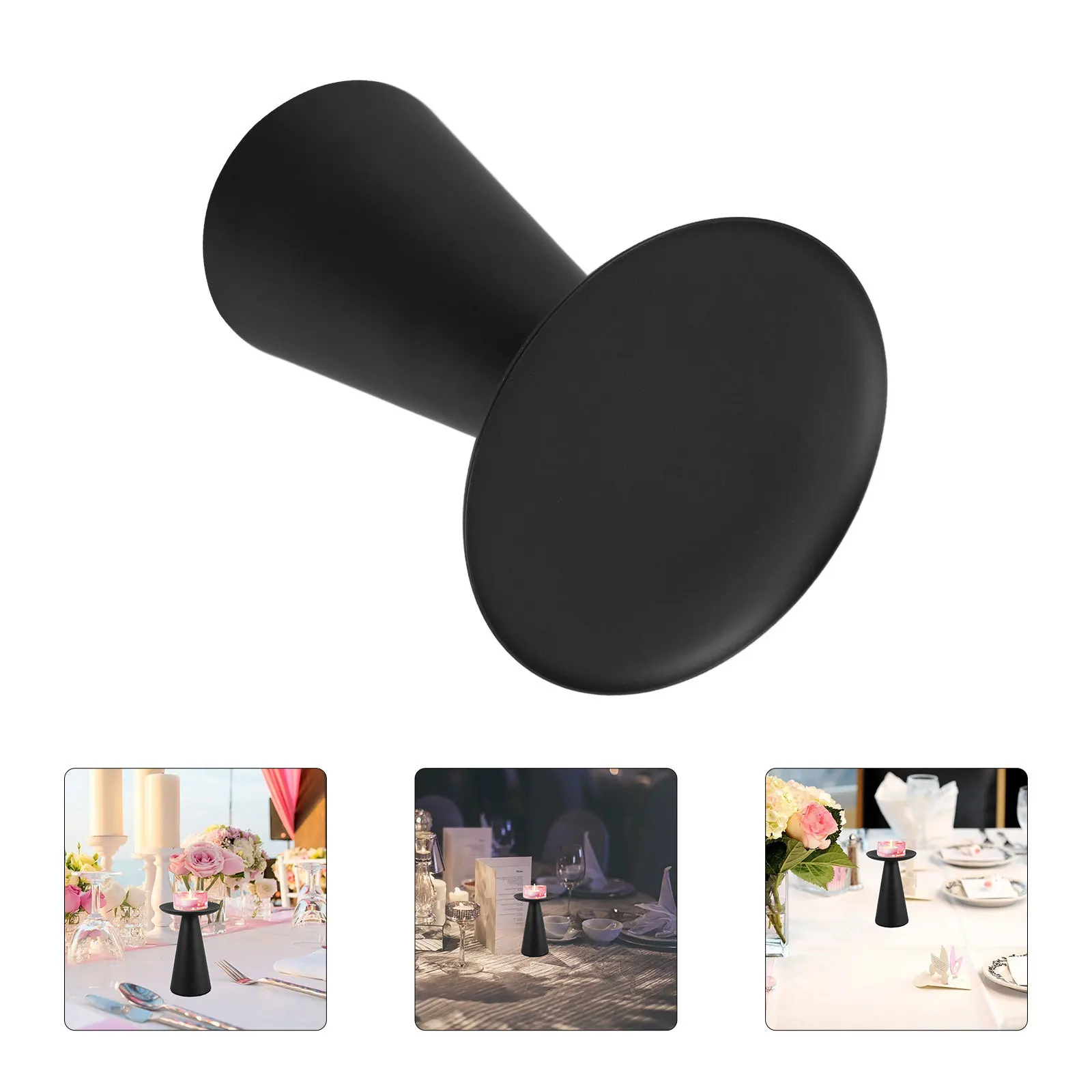 

Iron Black Candlestick Holder Elegant Metal Tabletop Decor for Valentine's Day Banquet Wine Glass Dinner Ambiance