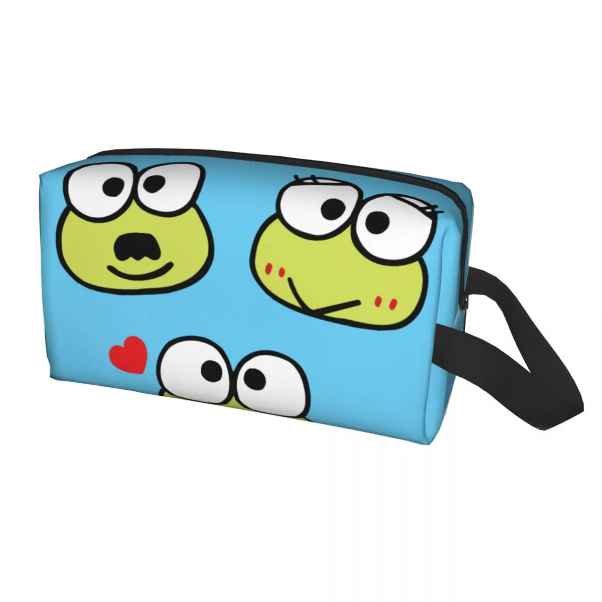 Custom Keroppi Head Cartoon Toiletry Bag Women Big -eyed Frog Anime Makeup Cosmetic Organizer Lady Beauty Storage Dopp Kit Box