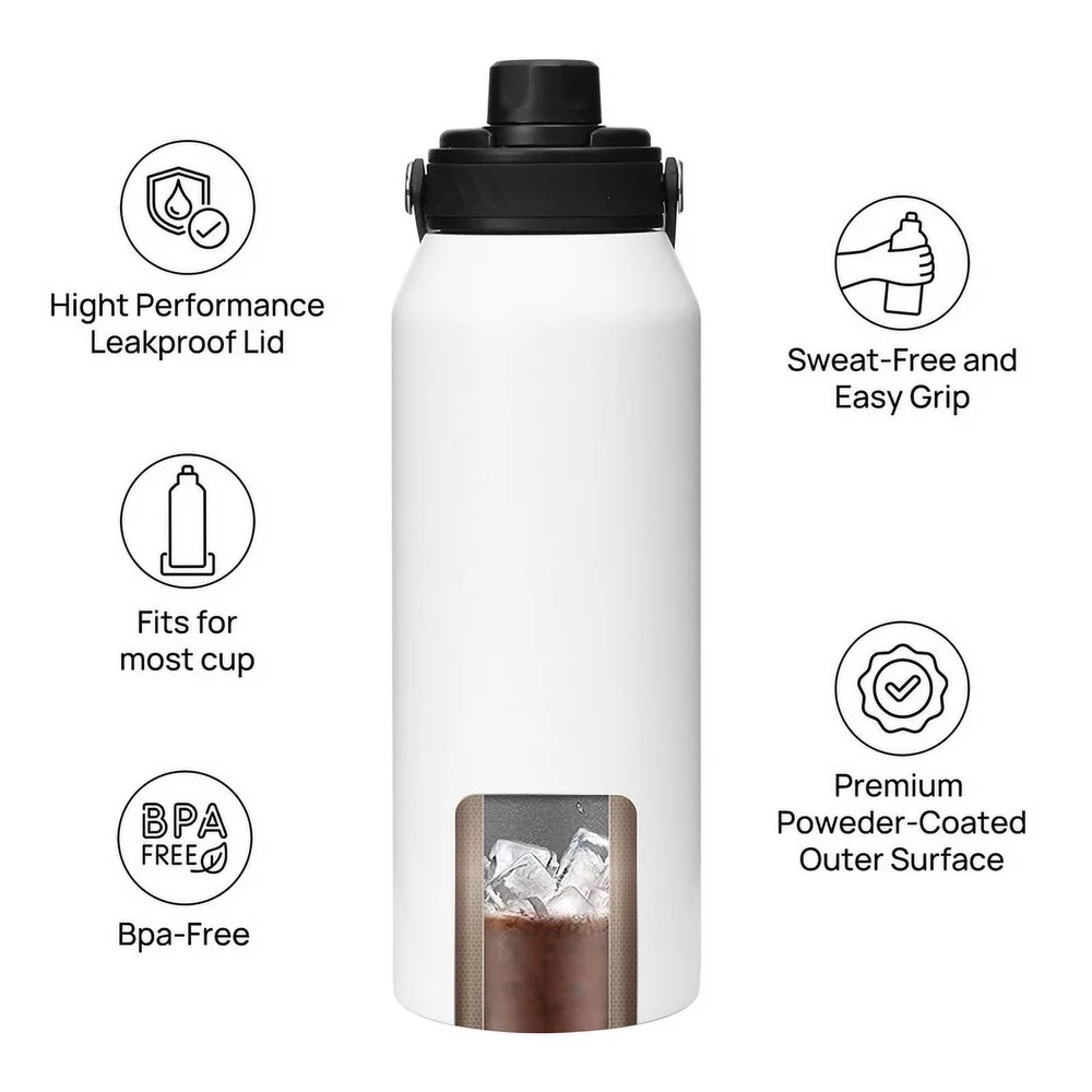 34 oz Insulated Travel Mug Leak Proof Lid Stainless Steel Coffee Tumbler Fits Car Cup Holder Easy Clean Double Wall Design