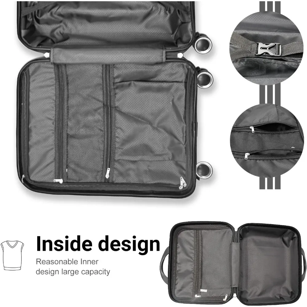 Luggage 4 Piece Sets, Hard Shell Lightweight Carry on Expandable Suitcase with Spinner Wheels Travel Set for Men Women