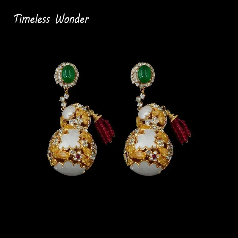 

Timeless Wonder Fancy Crystal Zircon Gourd Pendant Necklace Women Designer Fine Jewelry Sweet Gift Rare Chinese Style Set 1372