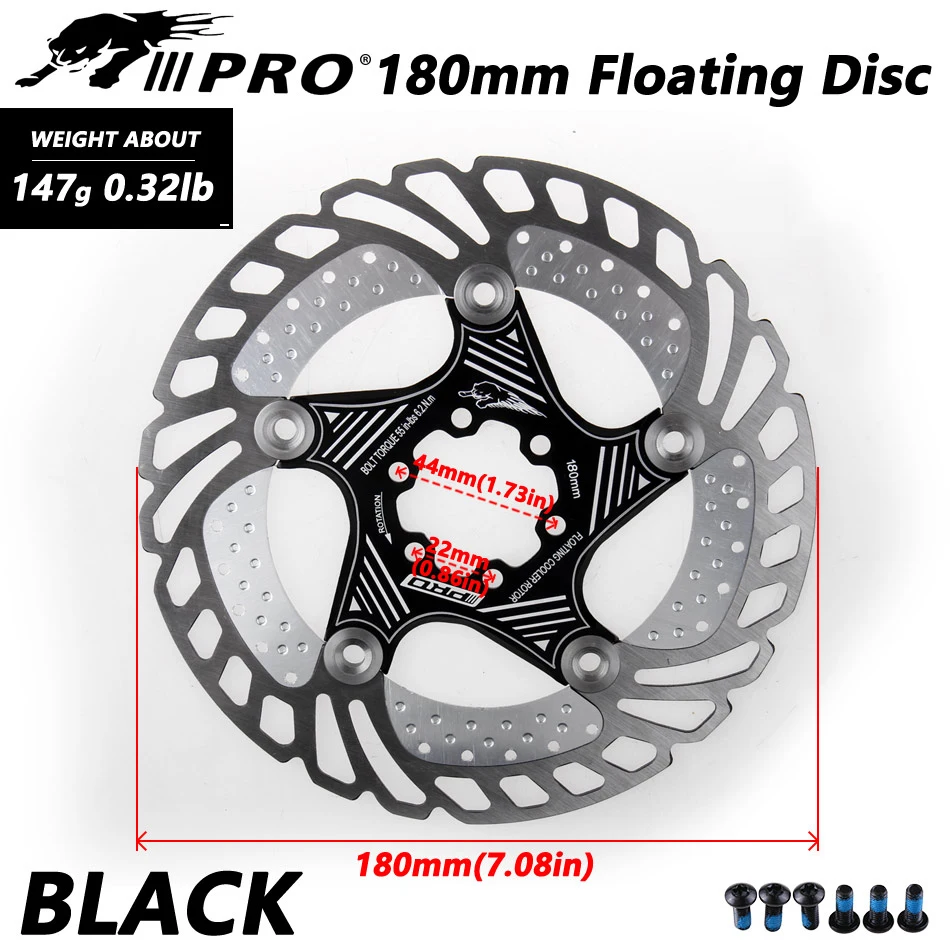 IIIPRO 6-śrubowa tarcza hamulcowa 160mm/180mm/203mm wirnik tarczy hamulcowej pływające chłodzenie rozpraszanie ciepła DH 6 cali MTB/rower szosowy