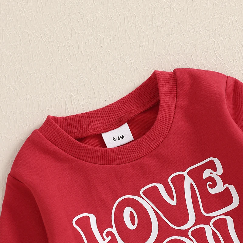 Valentine s Day Matching Family Sweatshirt Set Parent-child Long Sleeve Crewneck Letter Print Pullover Outfit for Lovebirds