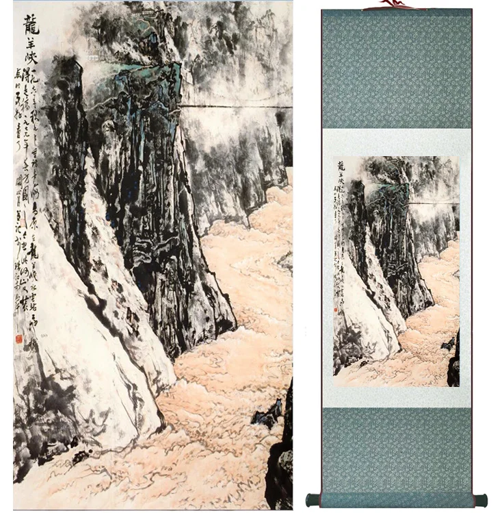 landscape  painting  Home Office Decoration Chinese scroll painting mountain and River paintingPrinted painting042605