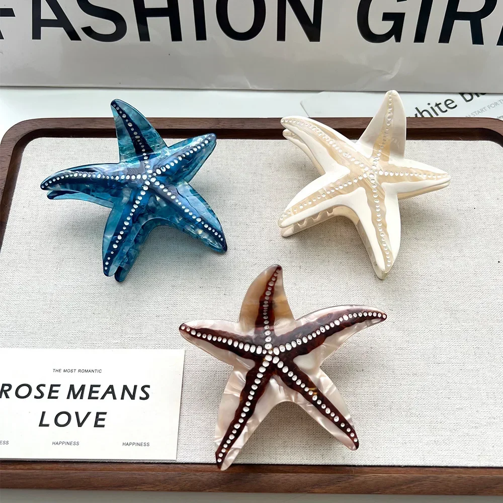 New Advanced Ocean Series Grip Acetate Hair Claw Elegant Personality Sea Star Disc Hair Shark Clip Women's Hair Accessories