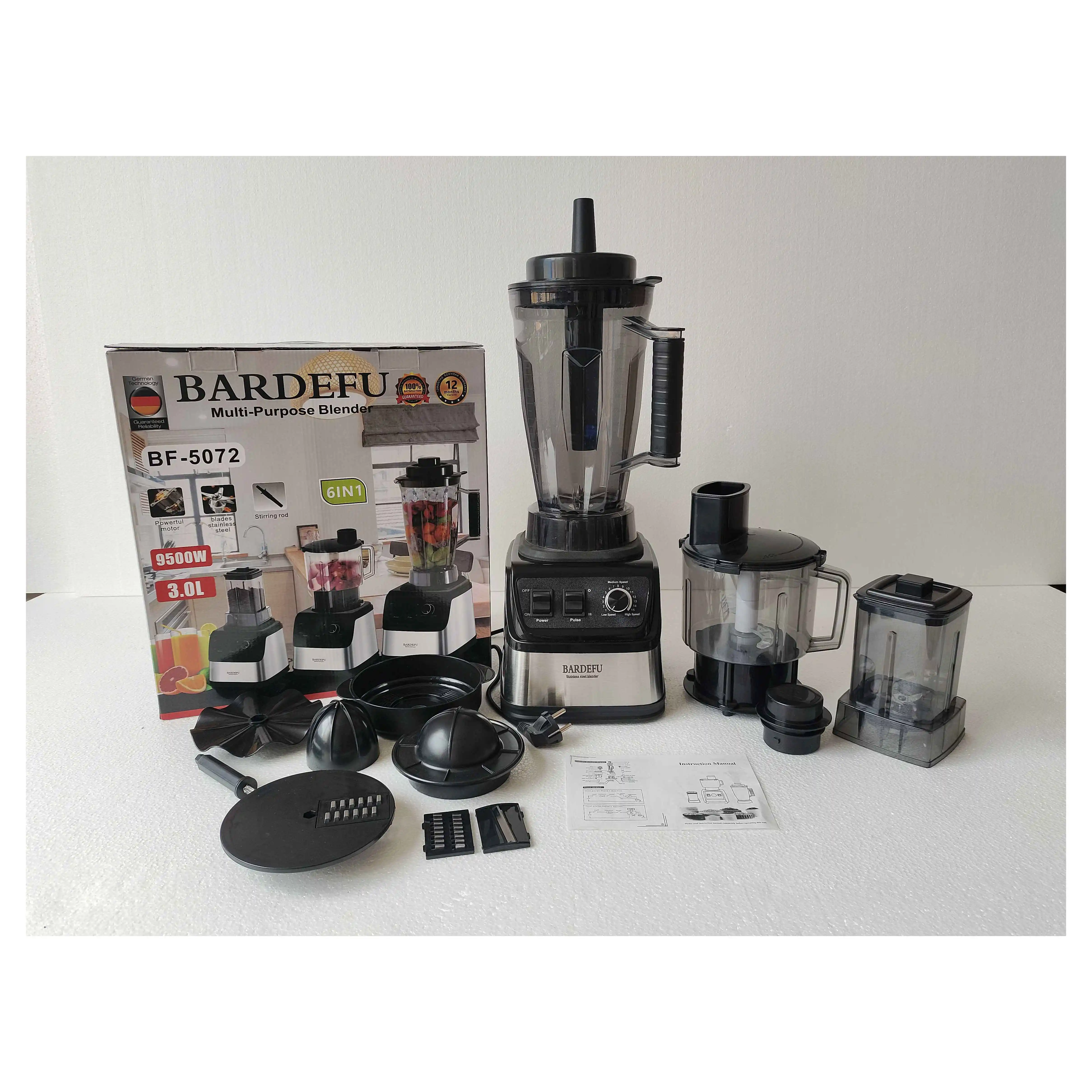 Espremedor e liquidificador elétrico comercial 6 em 205, máquina de cozinha prateada resistente de 3000 W para frutas e sucos frescos