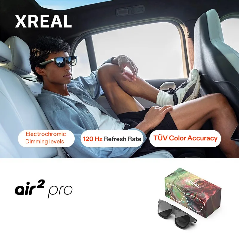 XREAL Nreal Air 2 Pro Kacamata AR Pintar Layar Maks 330 "Bioskop Pribadi dengan Balok Pro Kotak TV Portabel untuk Iphone/Android/PC Gaming