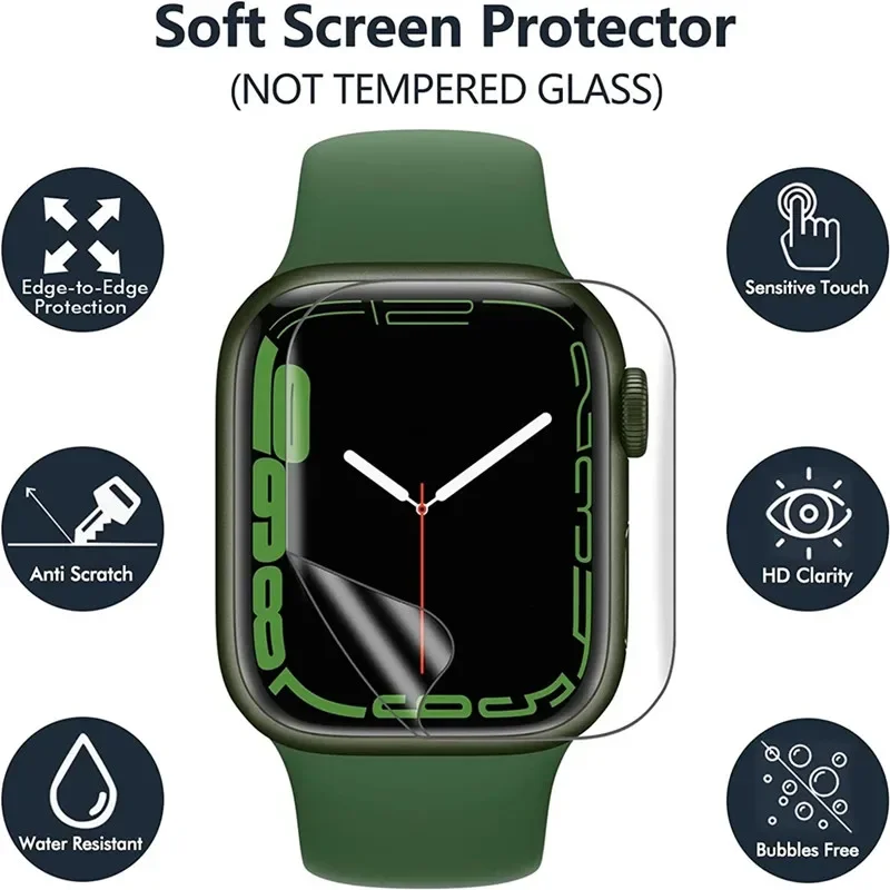 5 piezas película de hidrogel para Apple Watch 9 5 6 SE 3 2 1 40MM 44MM 42MM 38MM protector de pantalla para Apple Watch Ultra 49MM 7 8 41MM 45MM 2