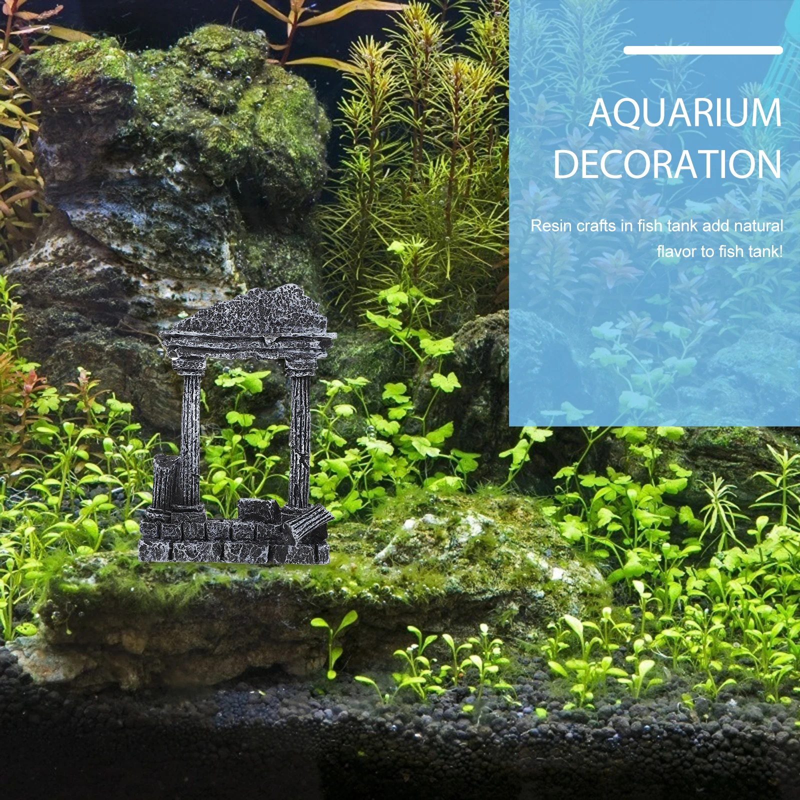 

2Pcs Roman Column Aquarium Decoration Resin Marble Pillar Ornament Fish Tank Landscape Decor Underwater Adornment