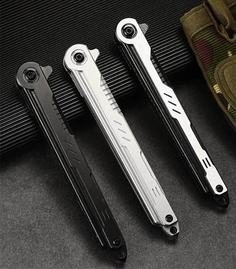 Portable High Hardness Fruit Tool,M390 Steel Feather Pattern Folding Knife - Outdoor Camping EDC Pocket Knife