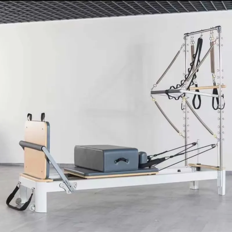 YIYIN-combinación de equilibrio corporal para Yoga, ejercicio elástico, aleación de aluminio, reformador de Pilates blanco, equipo de Fitness, cama central 2 en 1, media trampa