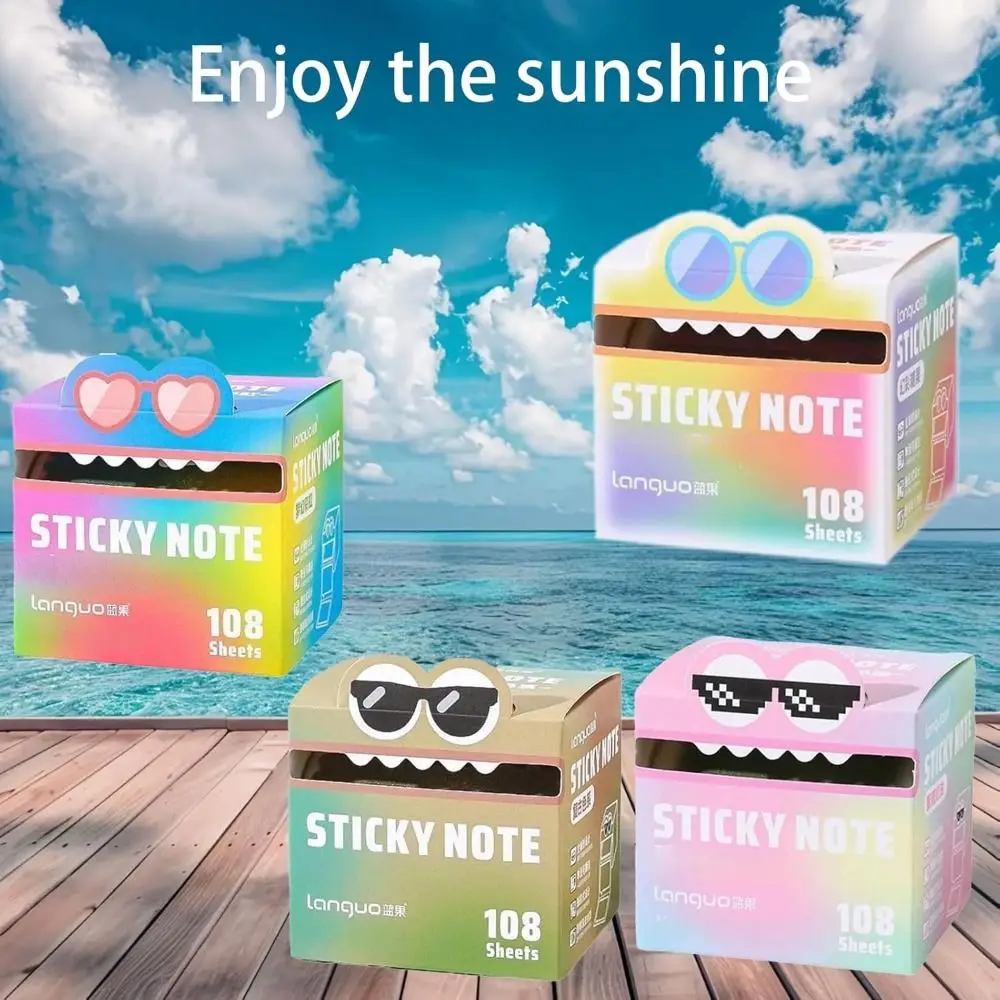 108 Sheets Cartoon Memo Pad Paper Pull Out Design Dopamine Planner Schedule Stickers Pearlescent Transparent Self-Adhesive