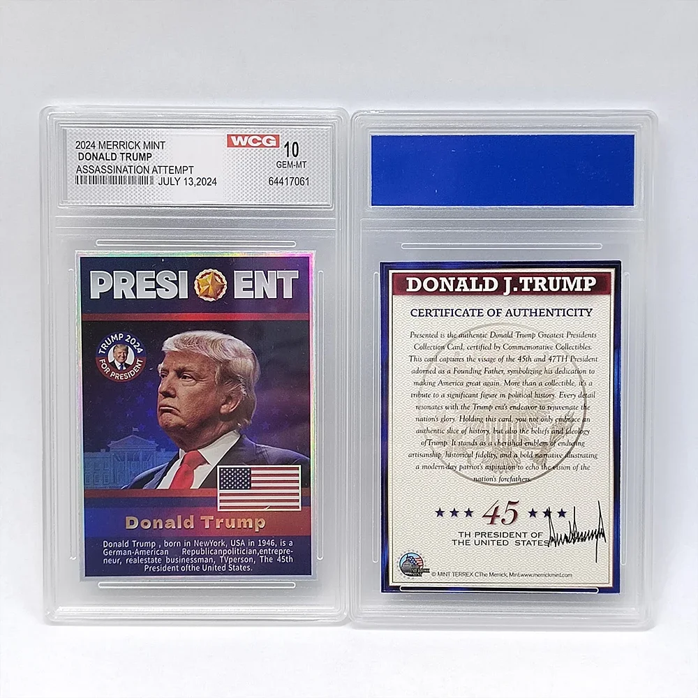 2024 USA Donald  John Trump  47th New colorful Commemorate Shot Collection Card Victory Card With Plastic case President  CARD