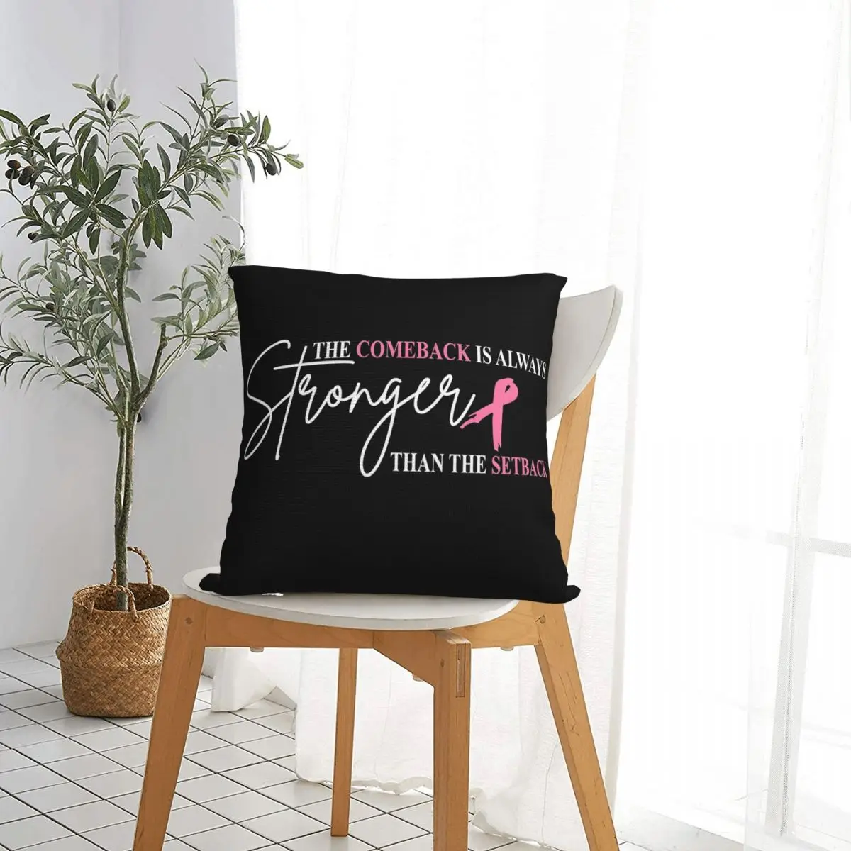 Breast Cancer Awareness Ribbon Pillow Covers Polyester Home Cushion Case Cute Home Decoration Pillowcase 45*45