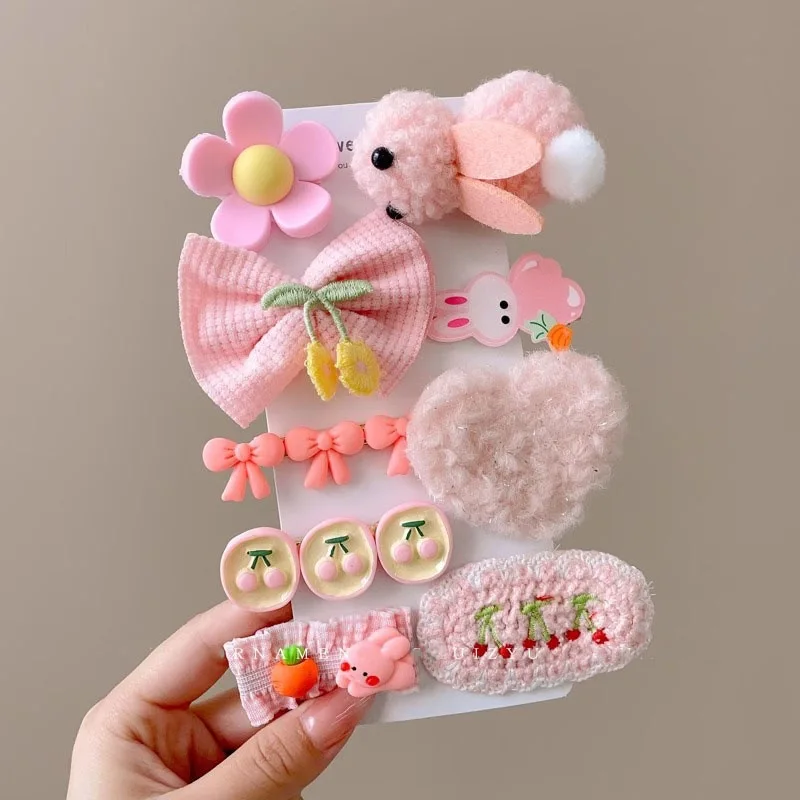 9-częściowa spinka do włosów Fascinator Klips krawędziowy Damska spinka do grzywki na czole Jesień/Zima pluszowa urocza spinka do włosów Fascinator