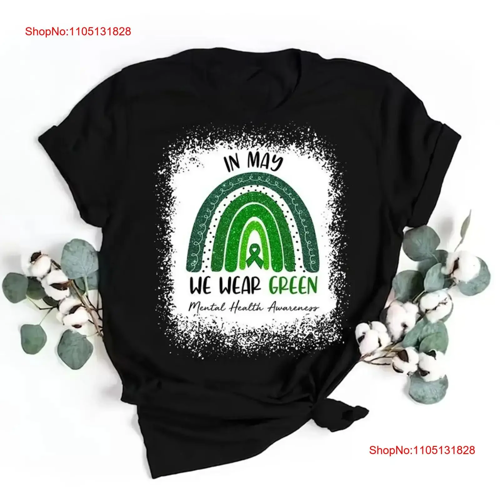 En mayo usamos camiseta verde de concientización sobre la salud mental gráfico lavado vintage Ropa de diseñador suave Elegante Versátil Casual