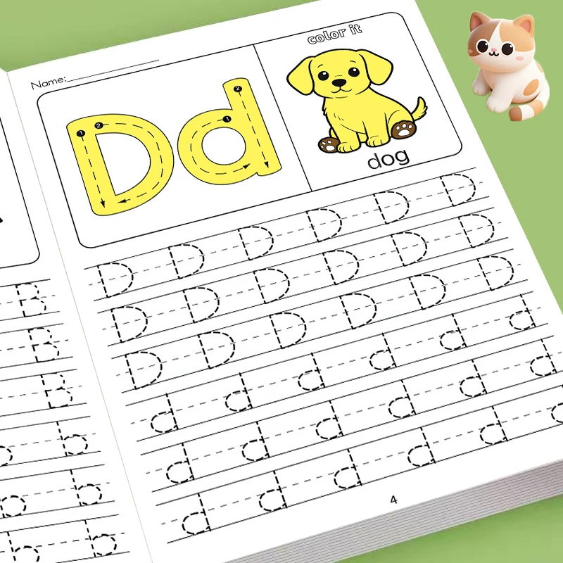 Cartoon Animal Themed A-Z Pen Control Alphabet Workbook, Step-by-Step Line Tracing, Letter Writing and Coloring Activity Sheets