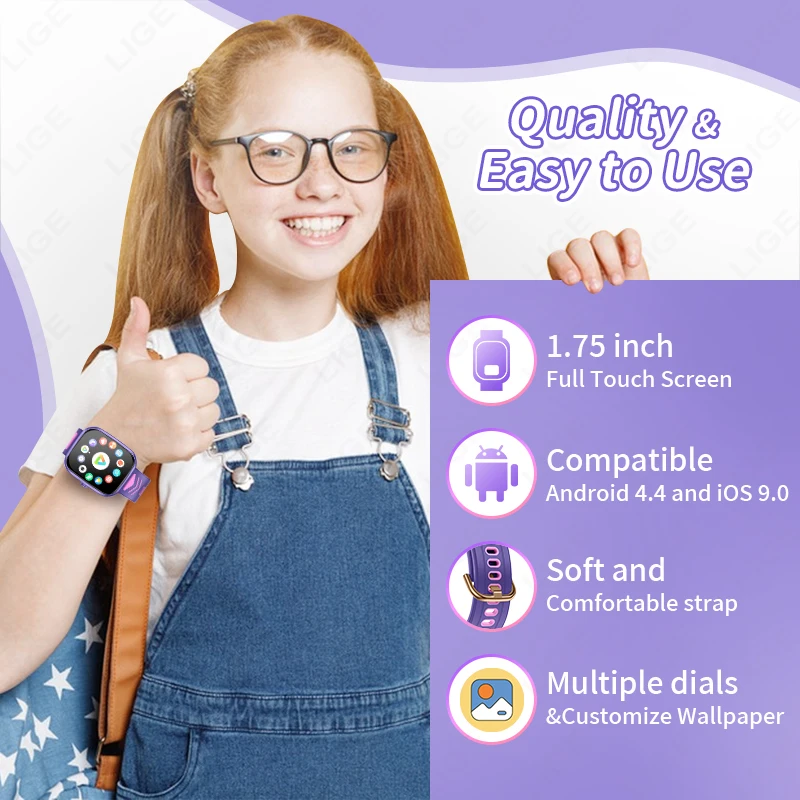 LIGE 2024 Kids Smart Watch Child HD Touch Screen Games Smartwatch Music Watch Boy Girl Gift Children Smartwatch For IOS Android