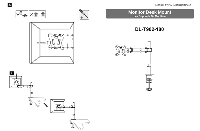 800mm T902-180 10"-27" Monitor-Tischständer Vollbeweglich 360 Grad Stahlhalterung Klemmsockel Monitorhalterung LCD-Halterung 0-11kg – Detail 14
