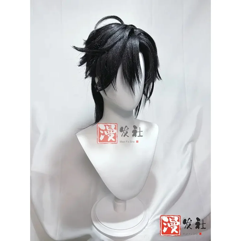 Link Click Cheng Xiaoshi Cosplay Wig 30cm Short Black Hair Anime Heat Resistant Synthetic Halloween Costume Role Play Prop Giftb