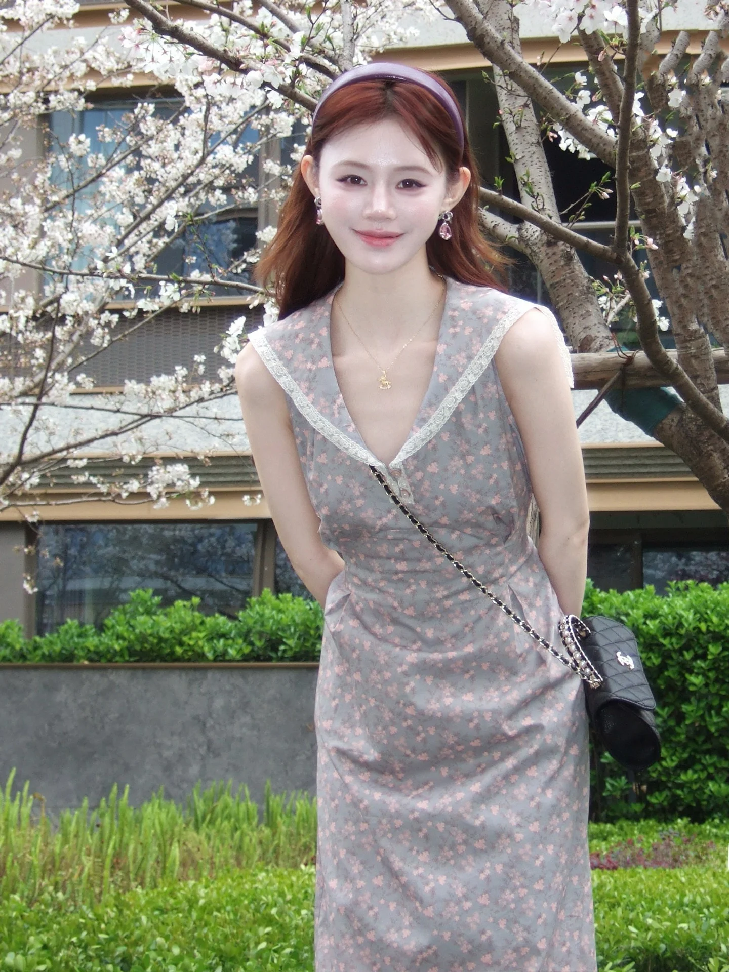 Summer Clothing Old Navy - Gaun Katun Bermotif Bunga dengan Kerah