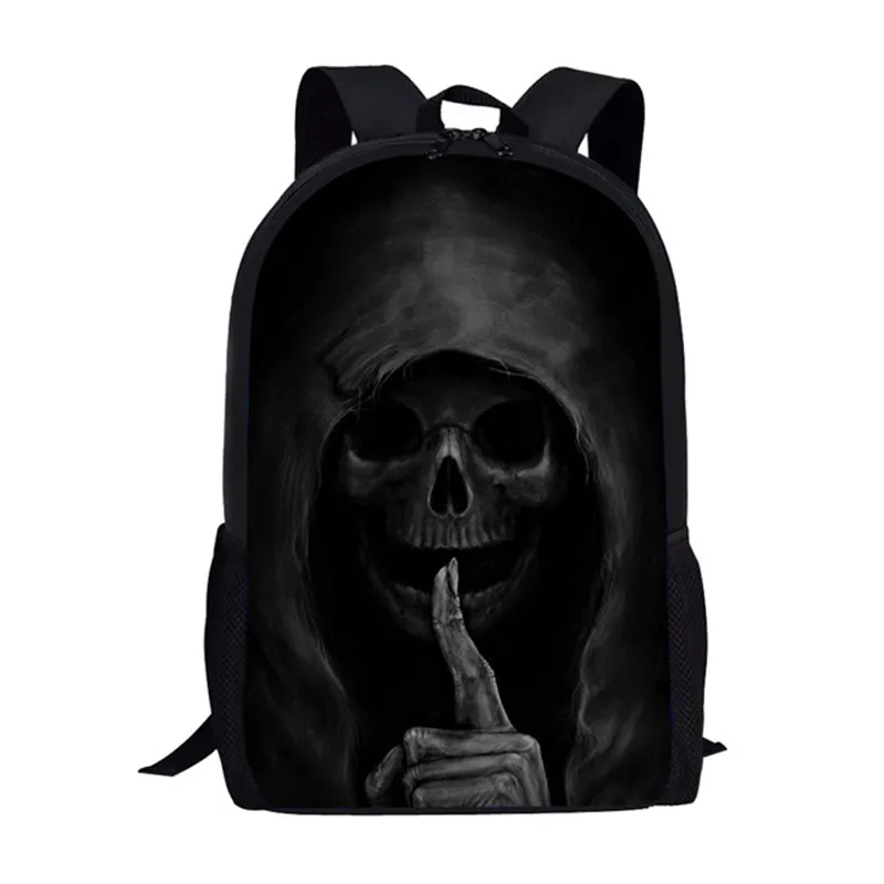 Cooler schwarzer Funk-Schädel-Schulrucksack mit 3D-Druck für Jungen und Mädchen, Rucksäcke für Teenager, Studenten, Kinder, Büchertasche, 40,6 cm, lässiger Rucksack