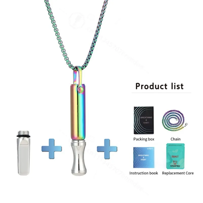 Stainless Steel Breathing Regulation Necklace With Built-in Cotton Core, Yoga Meditation Stress Relief Mindfulness Accessory