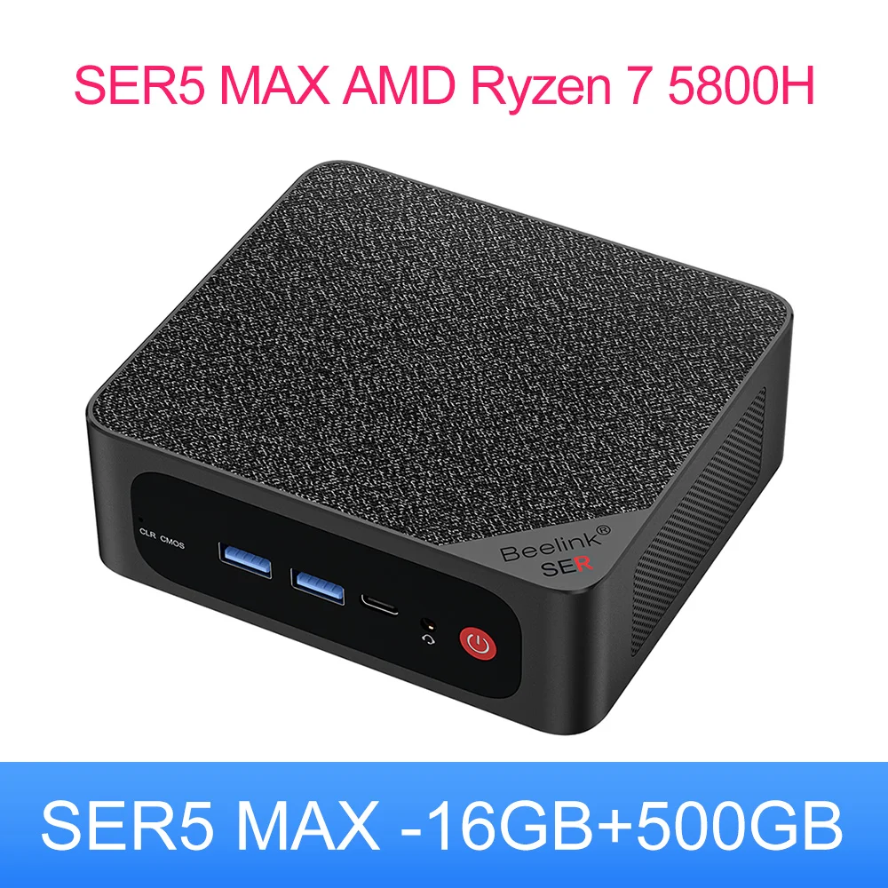 New Beelink Mini PC SER5 Max AMD Ryzen 7 5800H DDR4 16G 500G NVME SSD 32G 500G SER5 Pro 32G 1T WiFi6 4K Type-C Gaming Mini