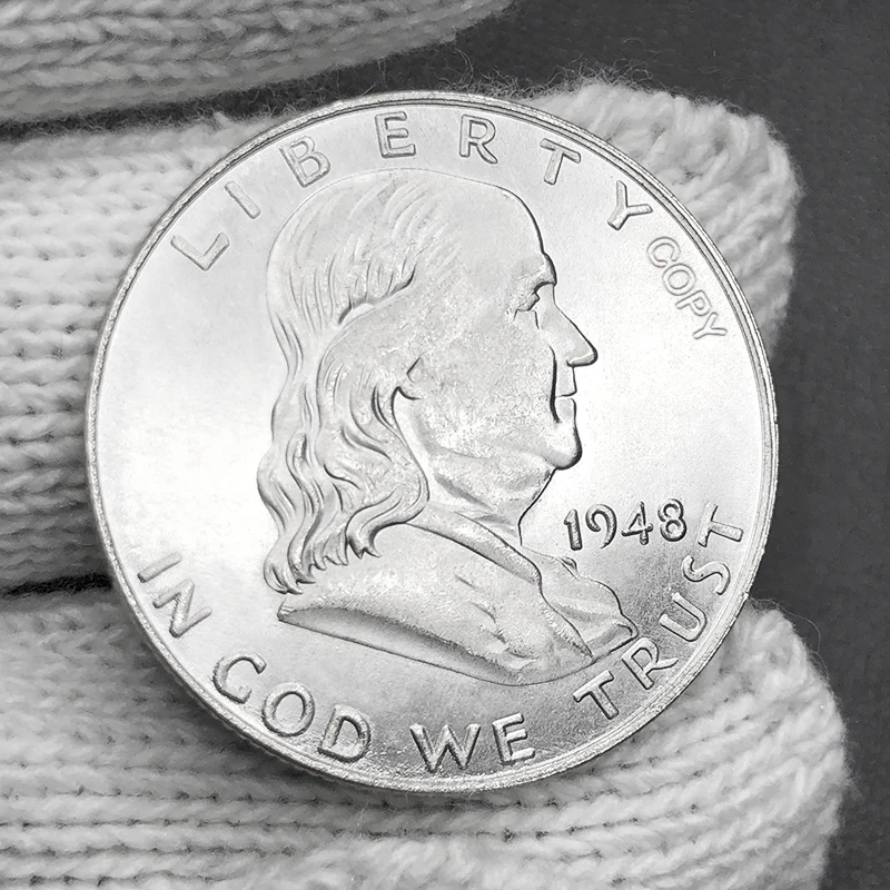 1 unidade Réplica de Moeda Comemorativa de Meio Dólar Franklin Liberty Bell Prata EUA 1948-1962, Medalha para Coleção e Decoração de Casa, Presente de Estilo Antigo
