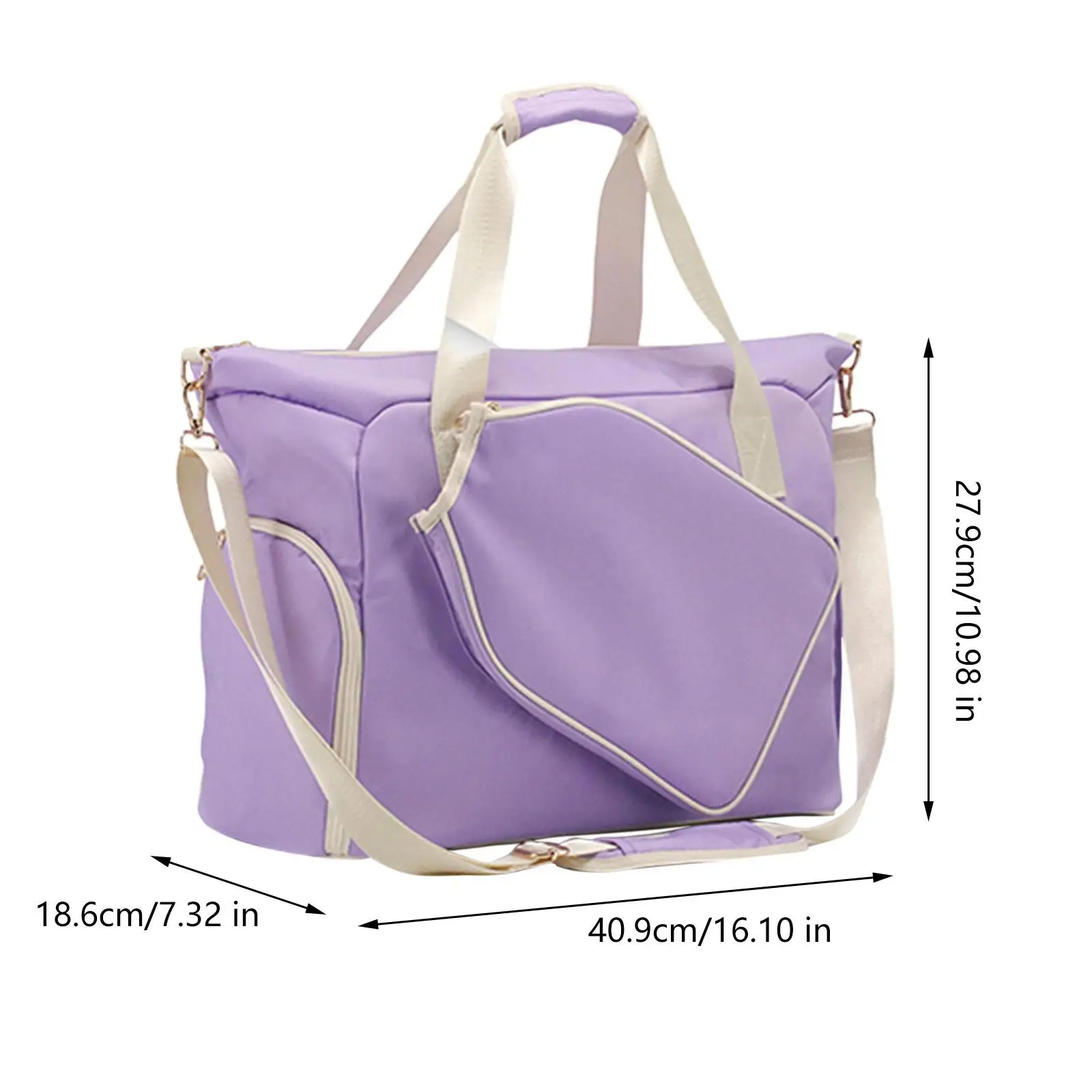 Zipper Pickleball Bag for Men Women Pickleball Racquet Tote with Shoe Pocket Adjustable Strap Handheld Carry on Sport Equipment - view 5