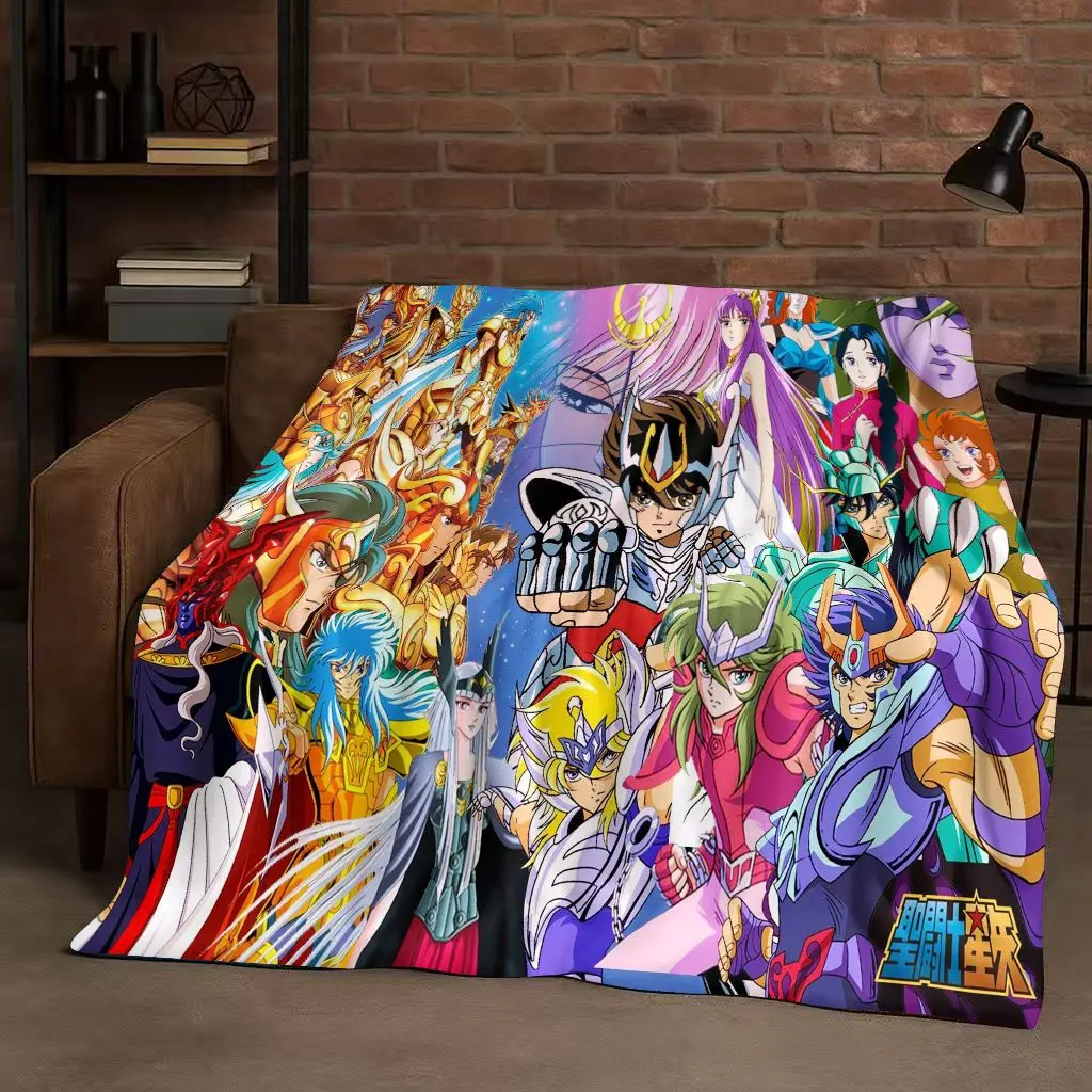 Classic Saint Seiya Shiryu Athena Cartoon Flannel Blanket,Ultra Soft Warm Plush Throw for Home Bedroom Bed Sofa Cover Travel Kid