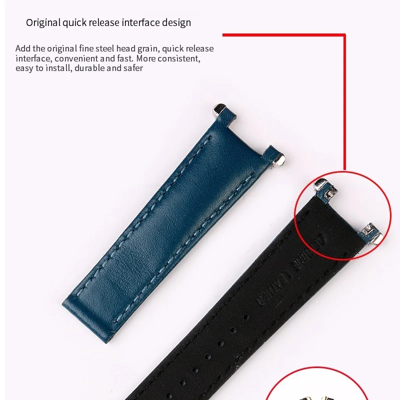 Genuine Leather Strap For Cartier PASHA WGPA0019/0026 W2PA0014 Series Notched watchband Black blue Watchband Bracelet Belt